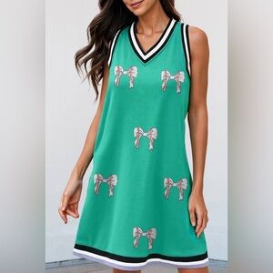 Glitter Baseball Bow Graphic Mini Dress – NWT